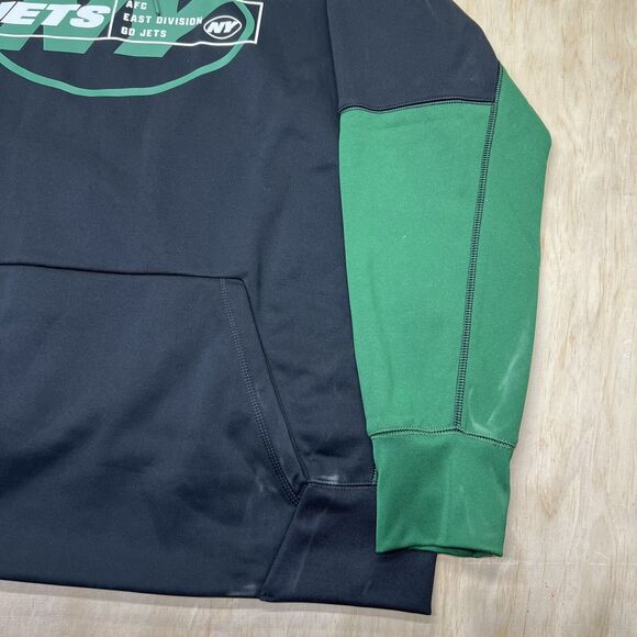 NEW DAMAGED XXL New York Jets Nike Color Block Fleece Pullover Hoodie Green - Picture 2 of 14